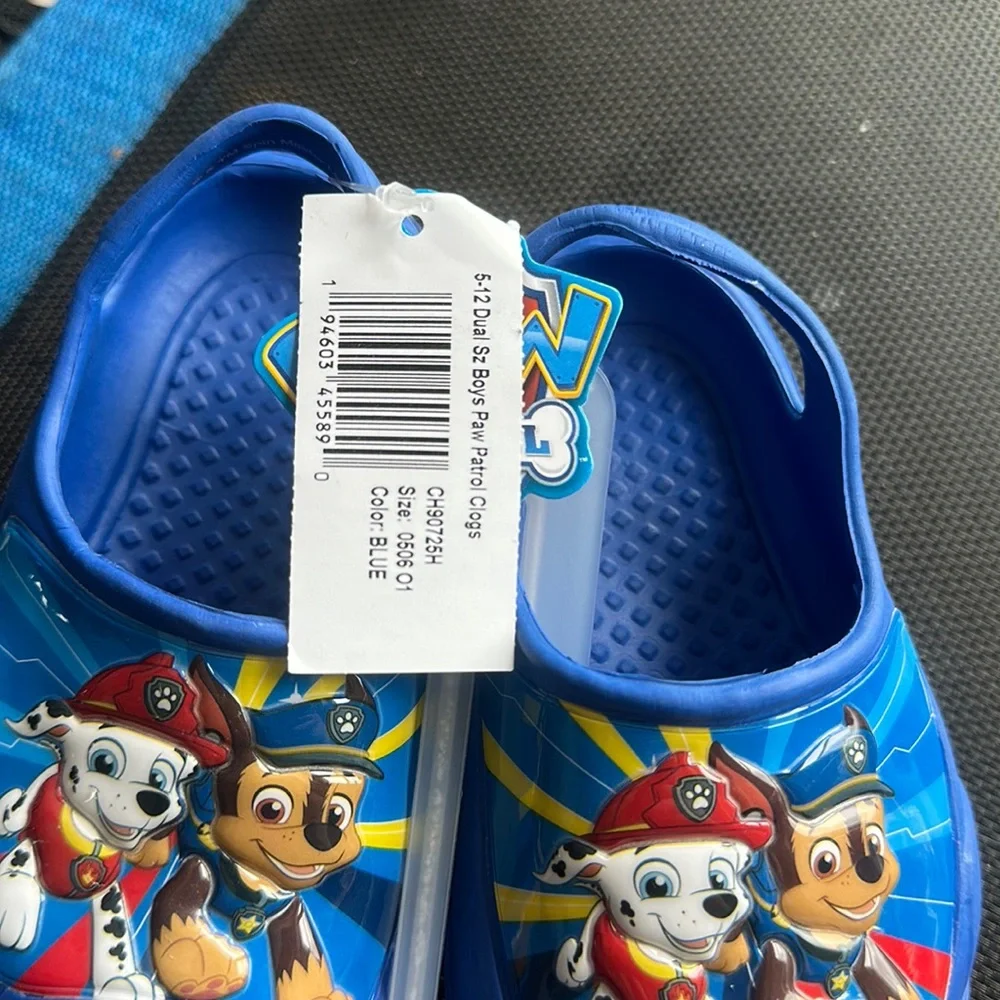 PAW PATROL TODDLER WATER SHOES/CLOGS: BLUE: NWT: SZ 5/6